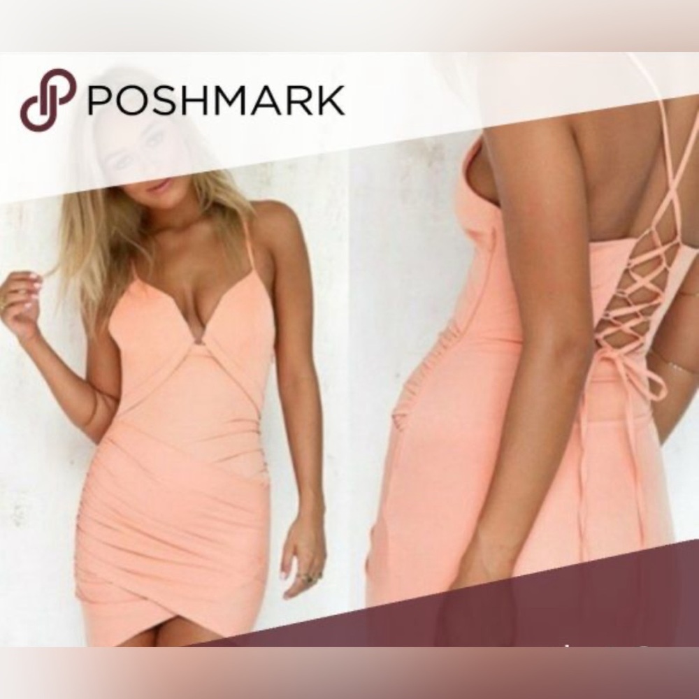 Coral lace up Kayla dress